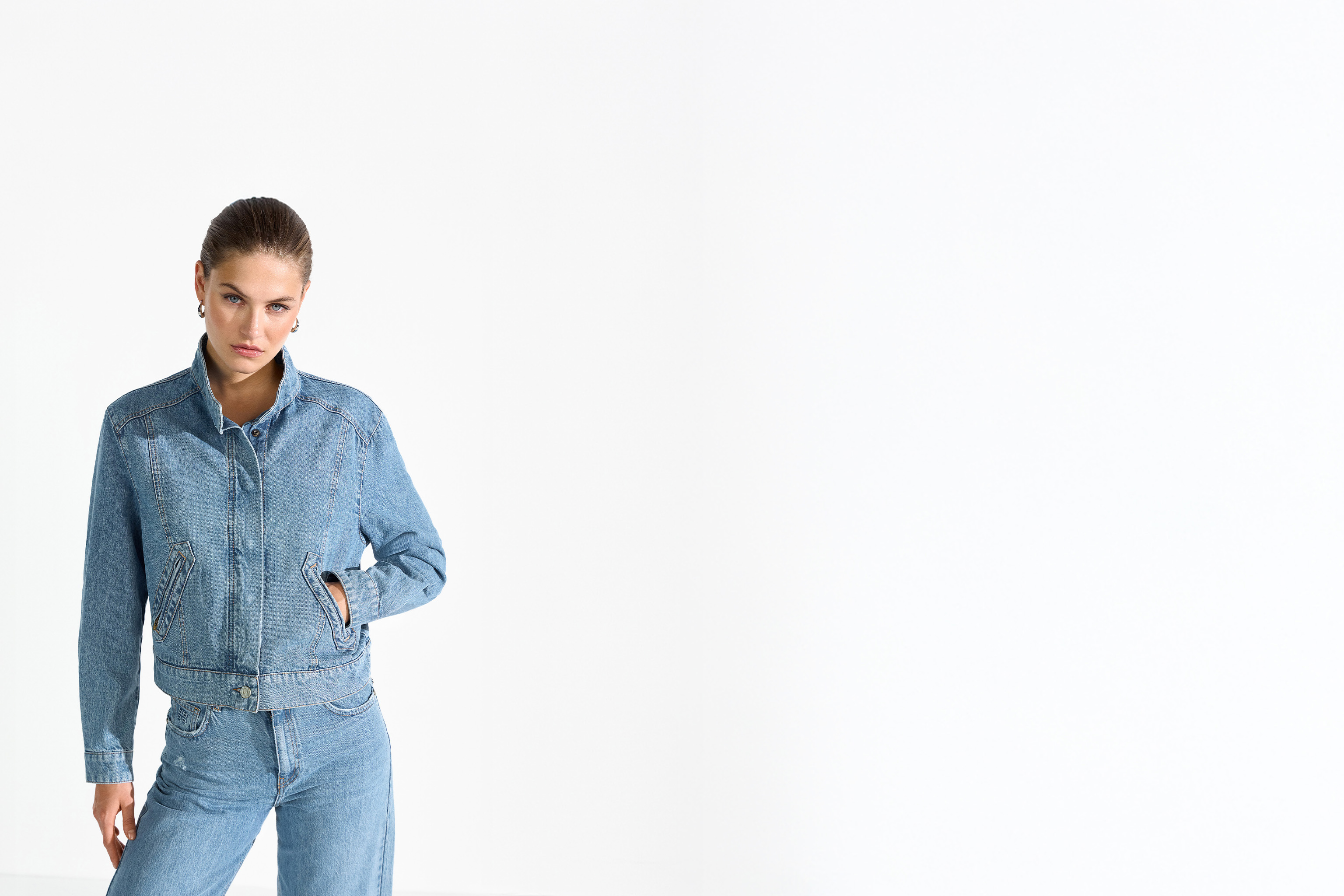 denimjacke, denim-set, blau jeans, jacke mit taschen, casual wear