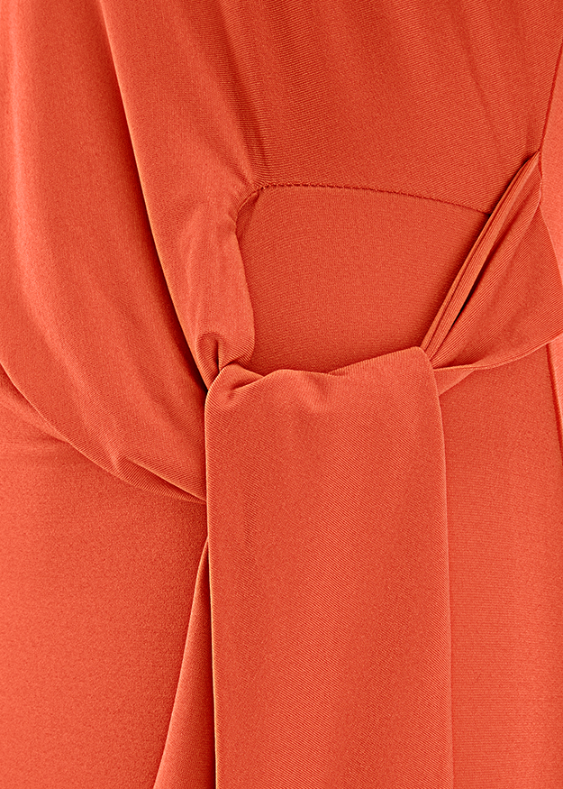 robe, gown, tie-waist, orange, knit