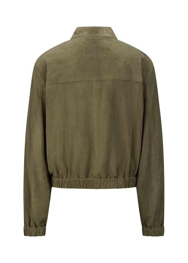 jacke, kurz, olivgrün, lederimitat, elastischersaum