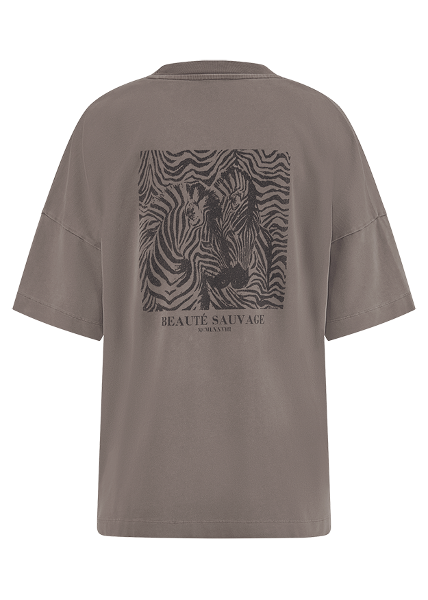 T-Shirt, Kurzarm, Oversized, Print, Zebra Muster