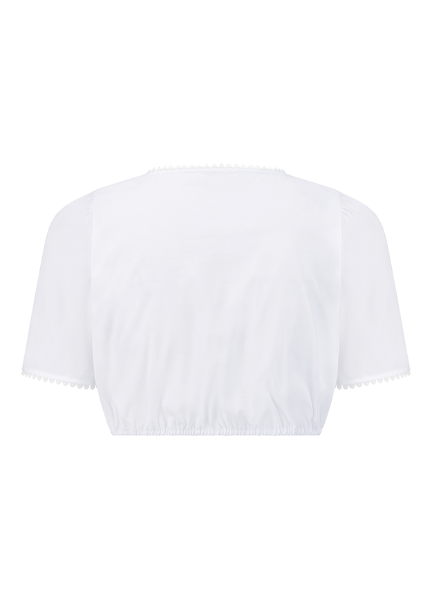 Crop-Top, Kurzes Ärmeln, Weiß, elastischer Bund, Spitzeneinfassung