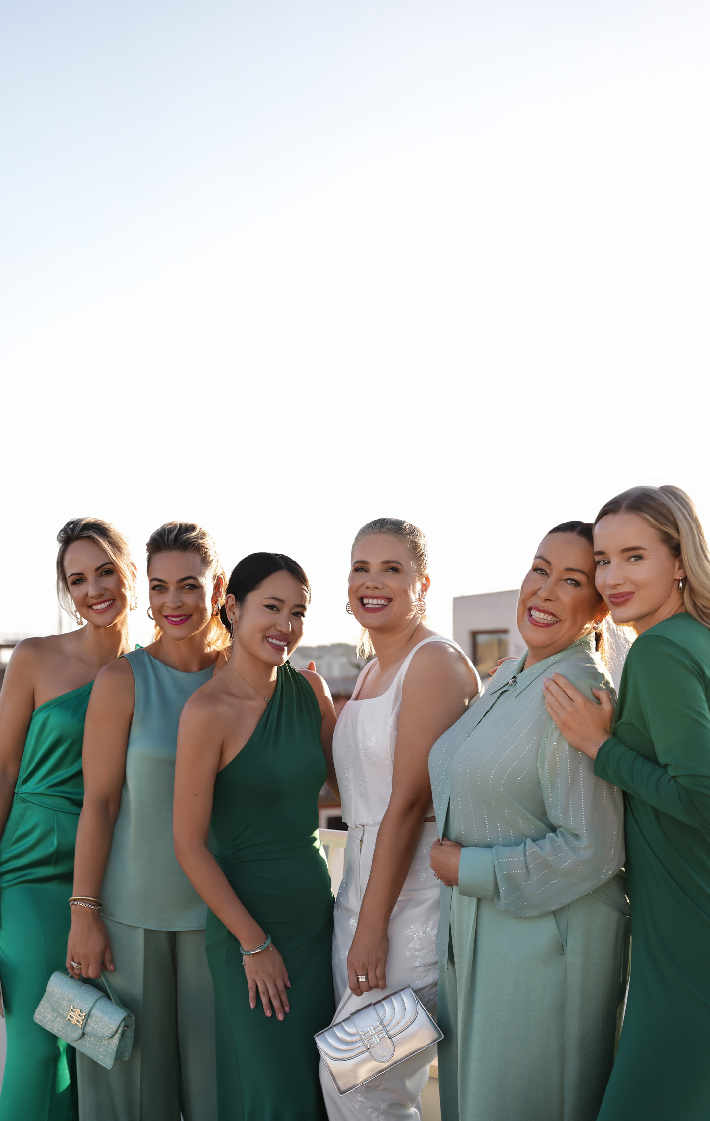 Brautjungfern, Grüner Stil, Abendoutfit, Clutch, Mehrere Frauen