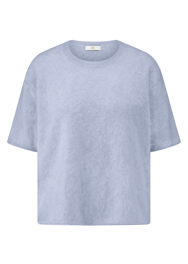 Ubergroßes T-Shirt, Kurzarmshirt, Baumwoll-T-Shirt, Pastellblau, Printlos
