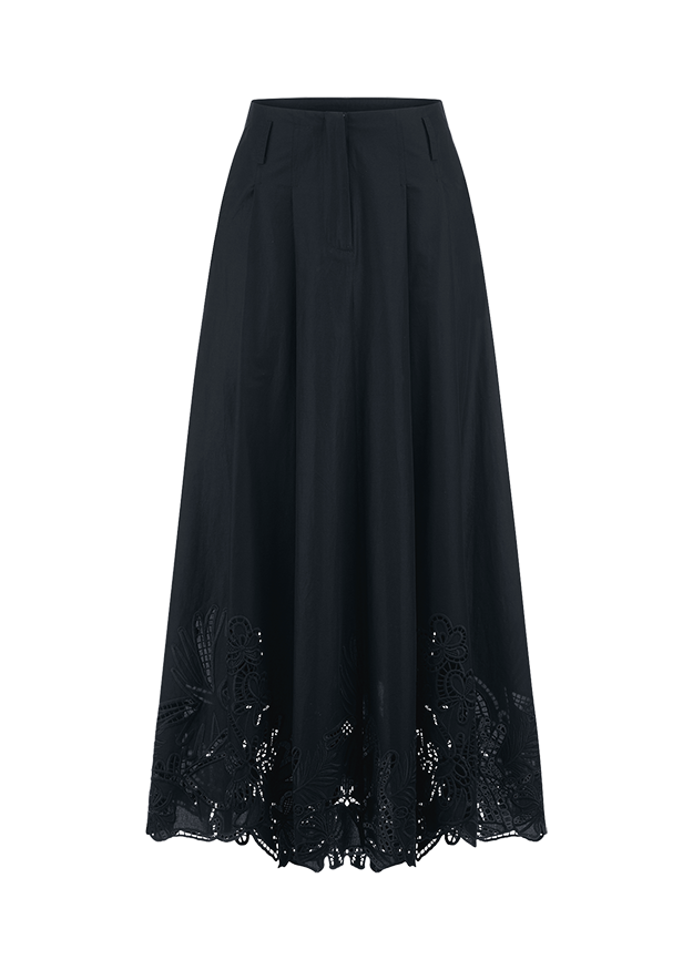 Rock, Lang, Kleid, A-Linien-Saum, Spitze