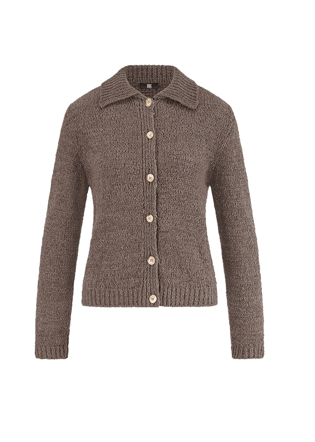 Kardigan, Cardigan, Strickjacke, Knopfverschluss, braun