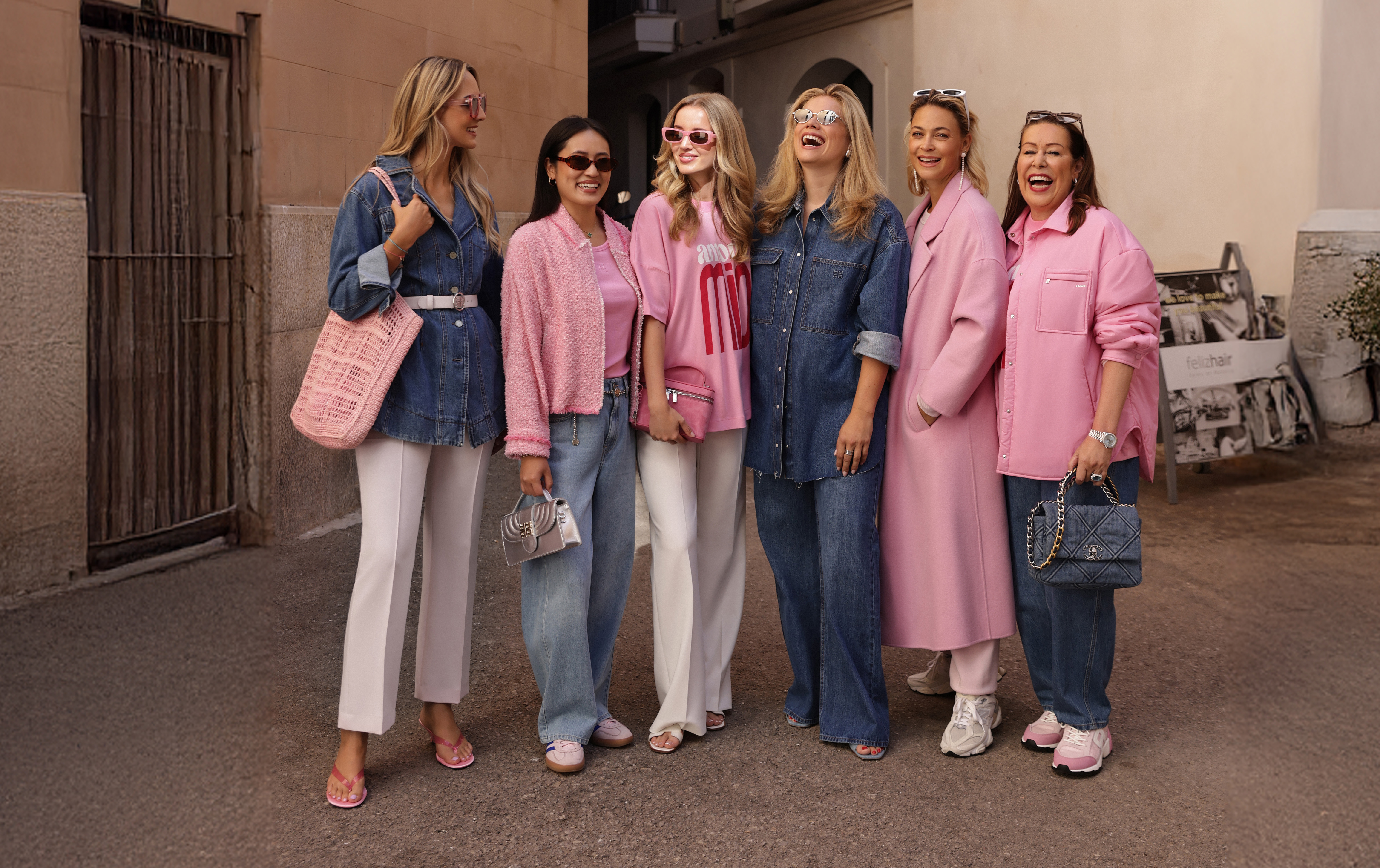 Hosen, Handtasche, Gruppenfoto, Person, Mantel