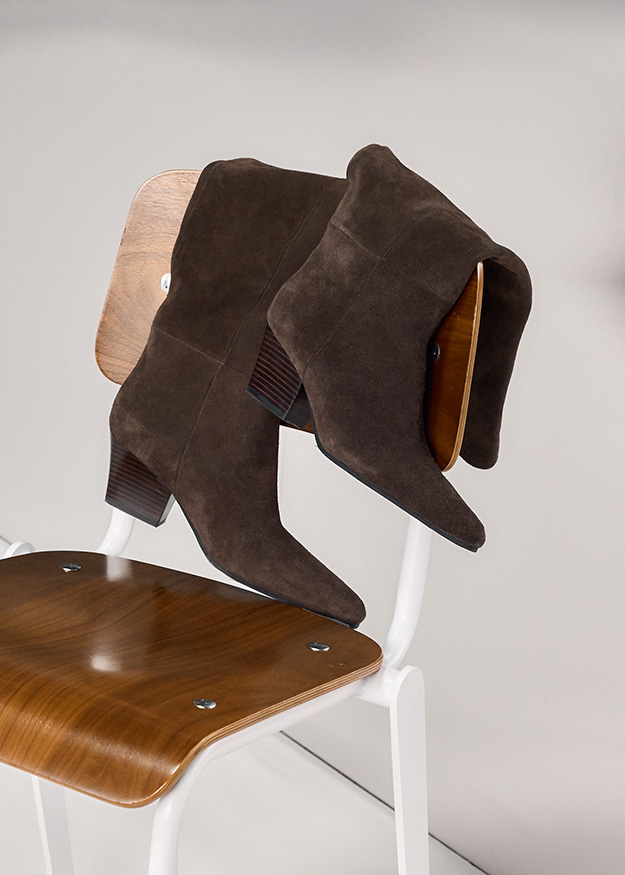 Stiefel, Stiefeletten, Samt, braun, Absatz