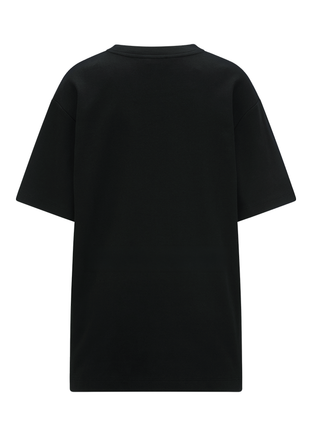 t-shirt, kurzarm, schwarz, einfarbig, rueckenseite