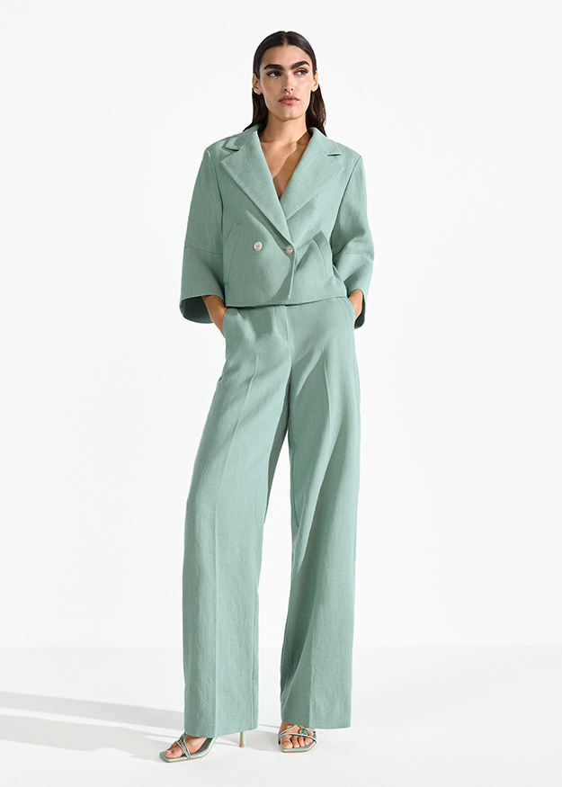 Anzug, Hose, Blazer, Mintgrün, Lange Hose