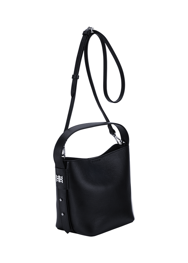 Handtasche, Schwarz, Leder, Umhängetasche, Panorama-gefaltet