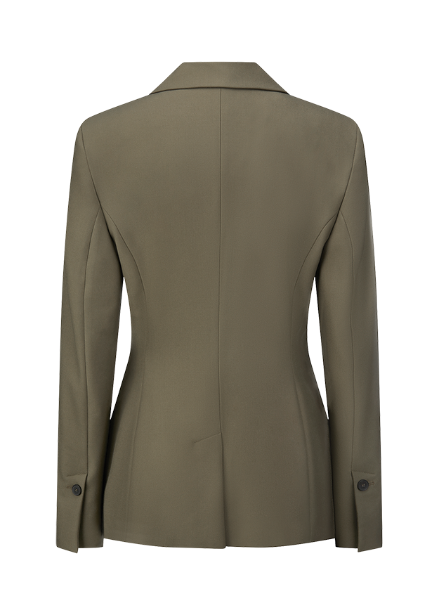 Blazer, Jacke, Tailleur, Olivgrün, Langarm