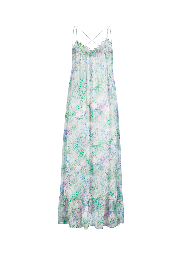  Nachtkleid,  Sommerkleid,  Spaghettiträger,  Wickeloptik,  Blumenmuster