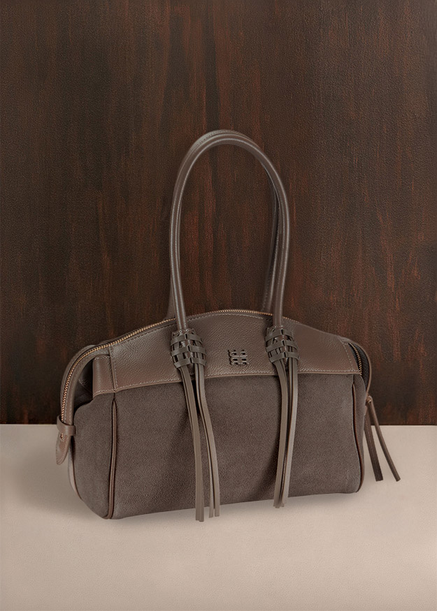 handtasche, tasche, top-handle, braun, reissverschluss