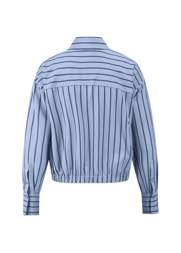Bluse, Streifen, Langarm, Kragen, Elastischer Bund