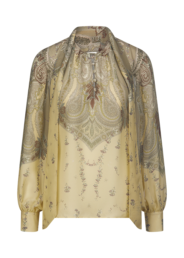 Bluse, Paisley-Muster, Langarm, Viskose, Floral
