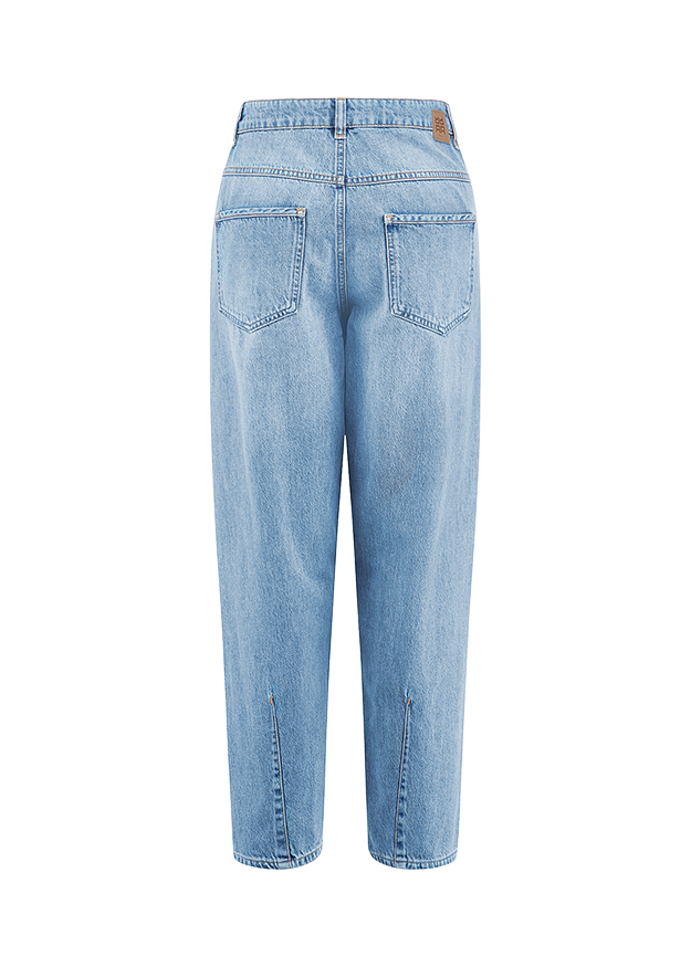 Jeans, Helles Waschung, Hintertaschen, Hohe Taillen, Gerader Bein