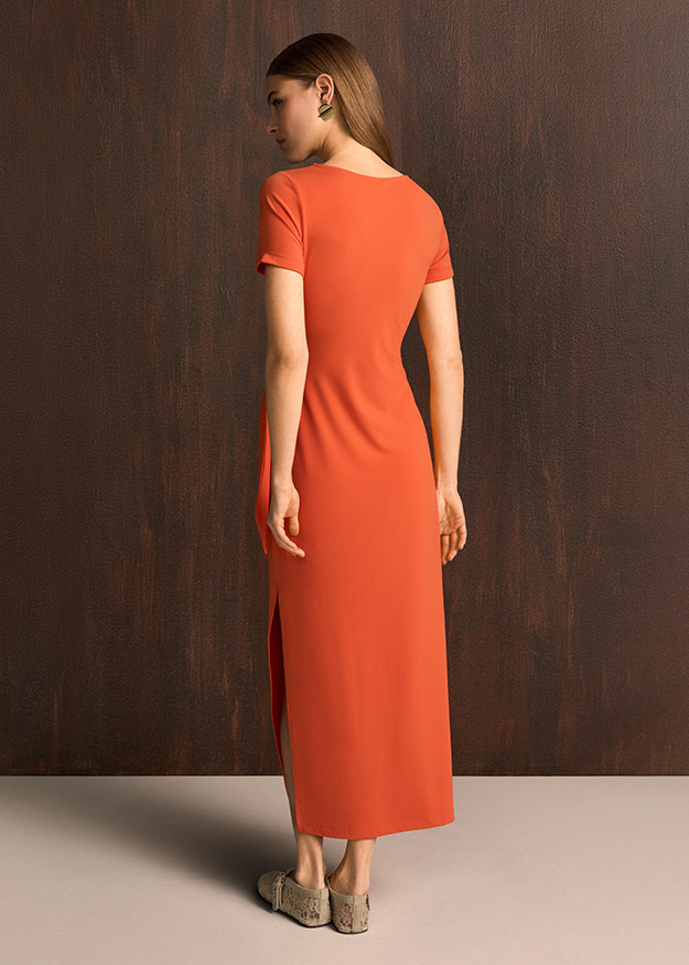 Kleid, Latex, Langes Kleid, Roter Ton, Seitenschlitz