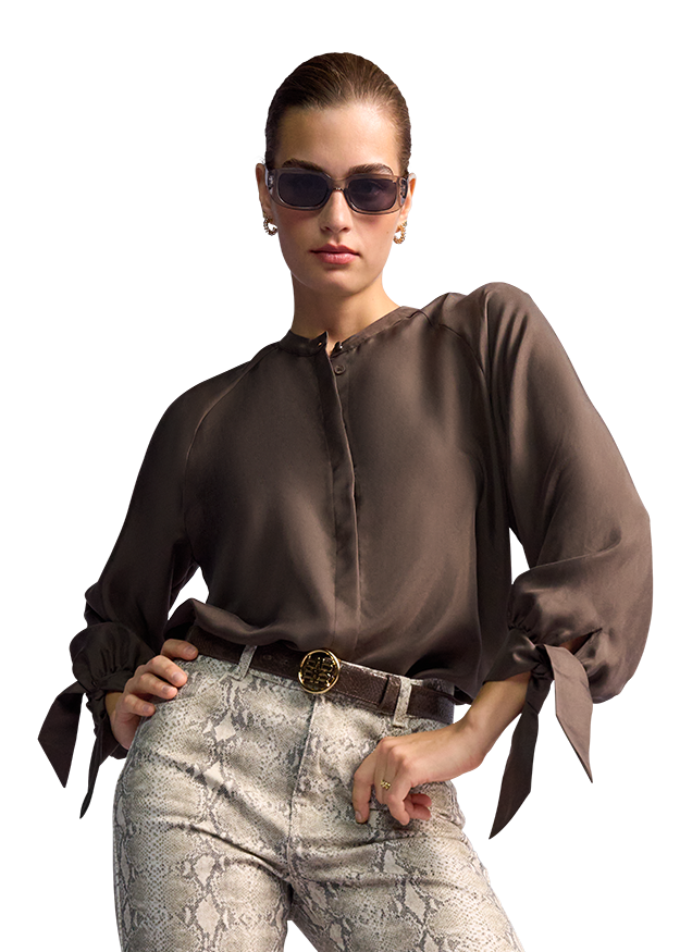Blouse with Concealed Button Placket