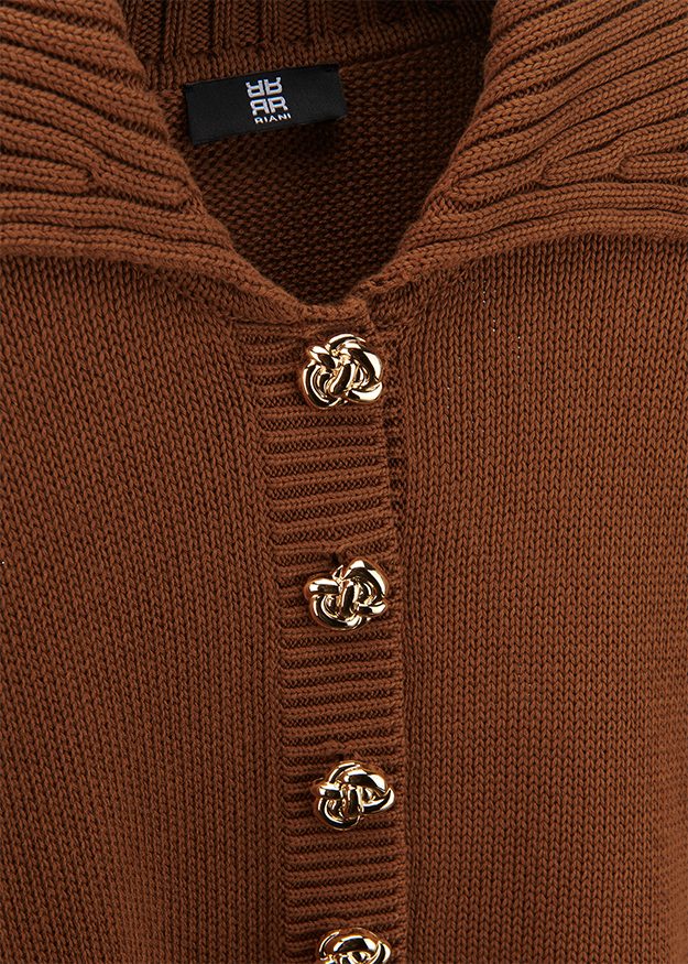 Cardigan, Strickjacke, Braun, goldene Knöpfe, Knopfleiste