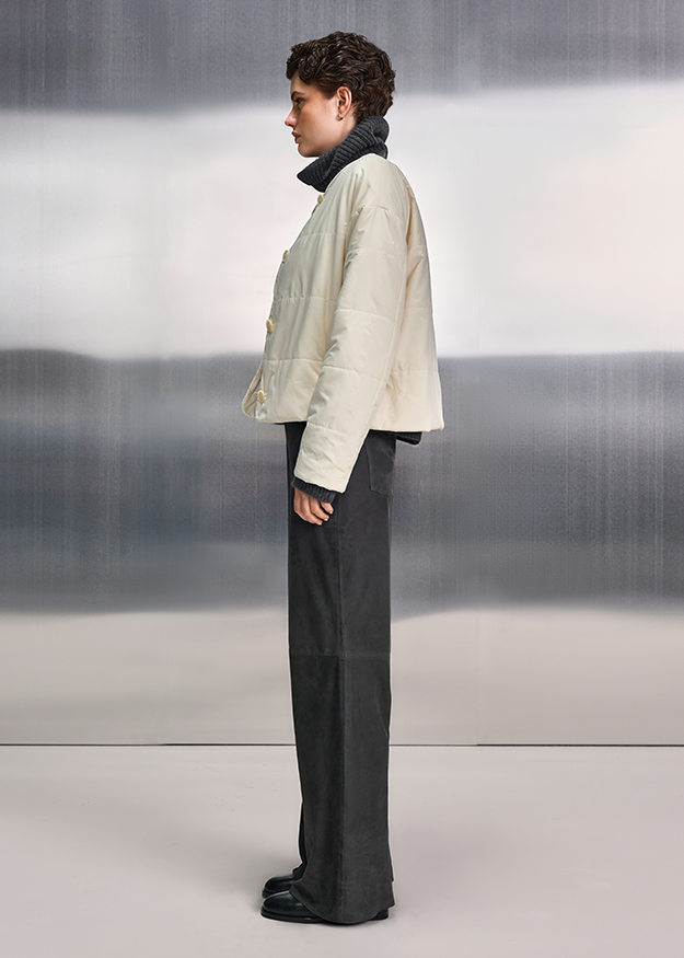 Jacke, Daunenjacke, Puffer, Beige, Stehkragen