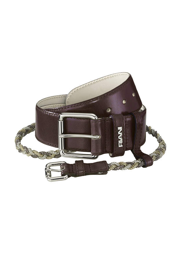 Halsband, Gurt, Leder, Metall Schnalle, Strickkette