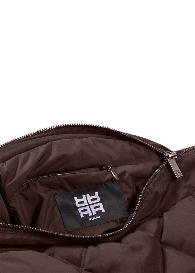 Pufferjacke, Innentasche, Reißverschluss, braun, Material: Nylon