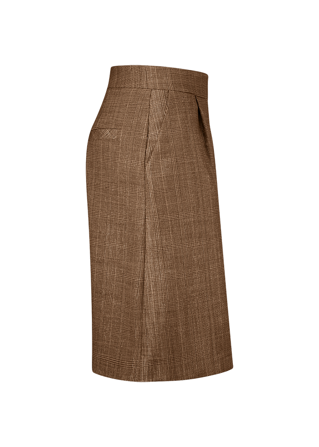rock, plaid, kilt, midi-länge, braun