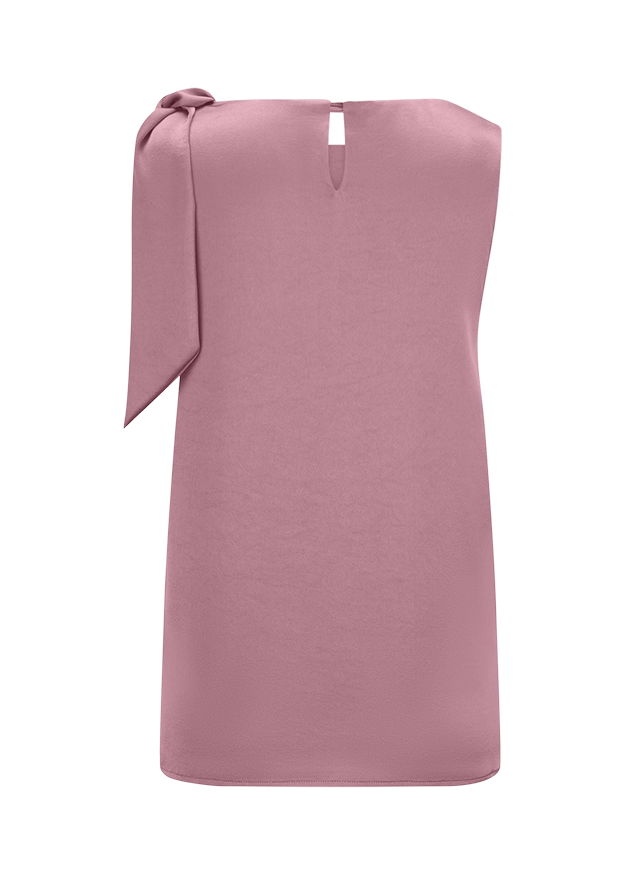 Kleid, Ein-Shoulder, Rosa, Kleid mit Schleife, Unifarben