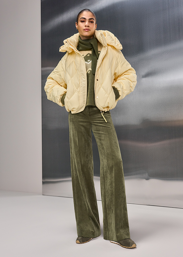 Pufferjakke, Beige, Baumwollmantel, Geldweite Jacke, Oversize