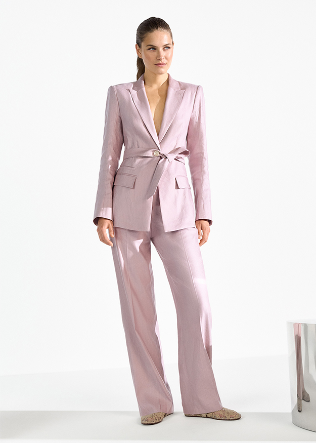 Anzug, Blazer, Hose, Lila, Gürtel