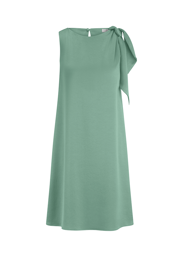 Ärmellose Kleid, Samtiges Grün, Maxi-Kleid, Schulterband, Einzelner Schulterknoten