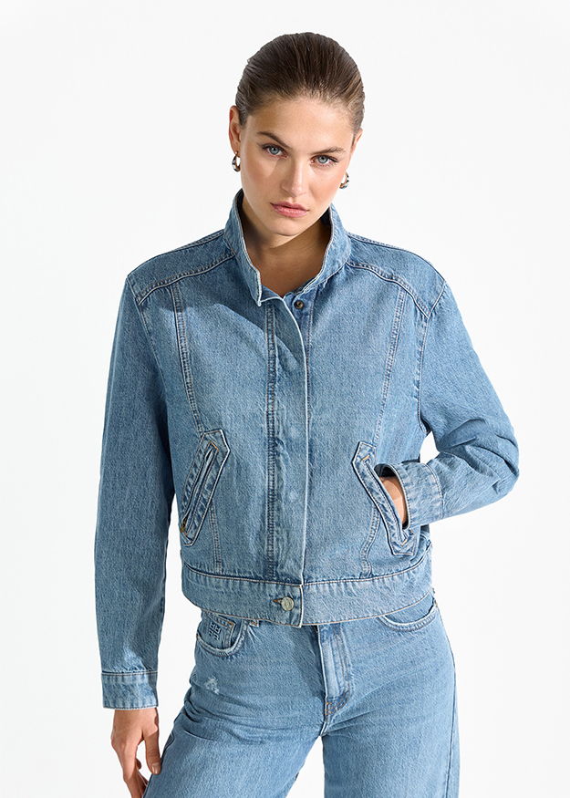 Jeansjacke, Denim, Jeansjacke, Kragen, Taschen