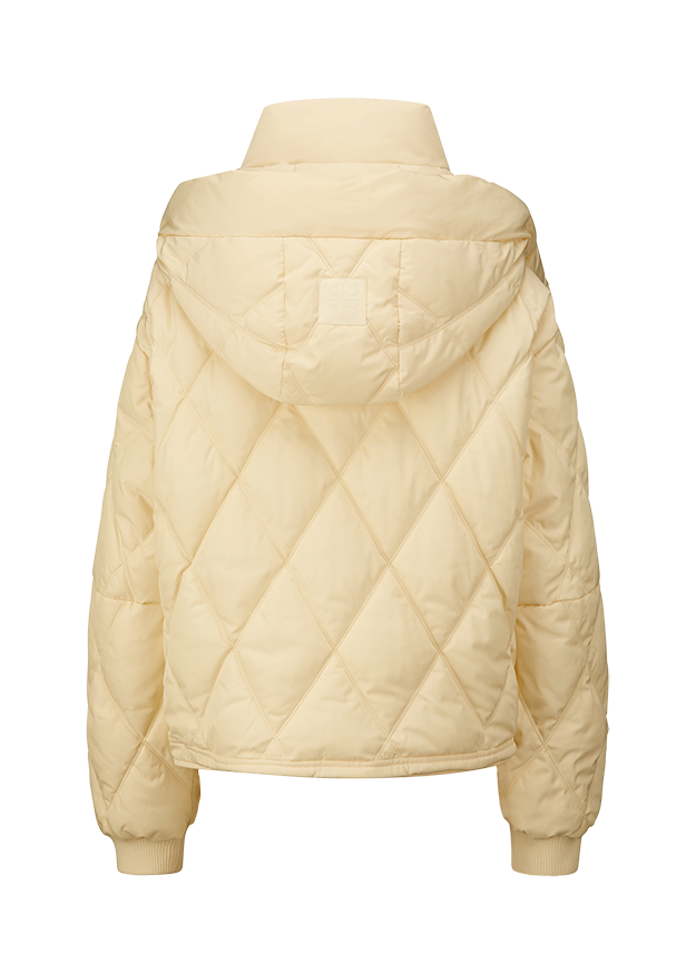 Quilted jacket, Puffer, Hooded, Beige, Long sleeve