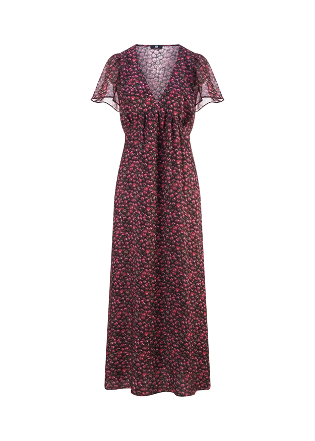Maxi Dress with Cherry Print » Size: 38, Colour: morello patterned