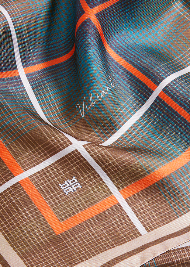 Schal, Plüsch, Plaid, Baumwolle, Orange Blaue Muster