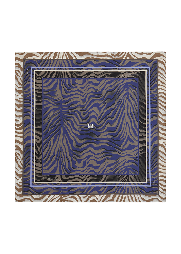 Zebra Muster, Schal, Stofftuch, Schwarzblau, Dreierrahmen