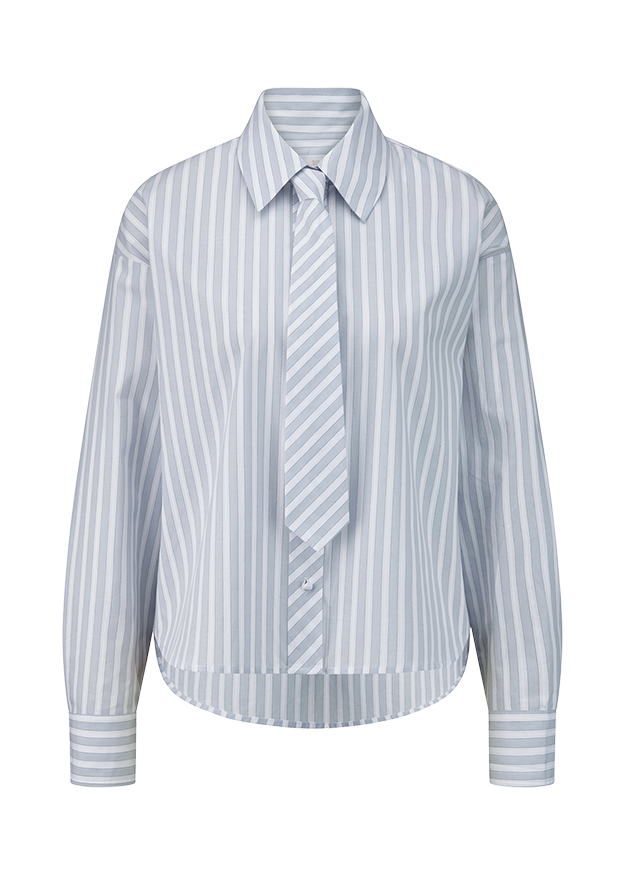 Hemd, Streifen, Bluse, Langarm, Krawattenstil
