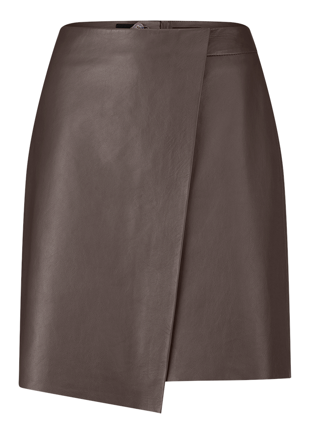 leder, rock, braun, wrap-over, unifarben