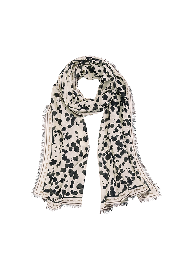 Schal, Druck, Leoparden Muster, Fransen, Beige Schwarz