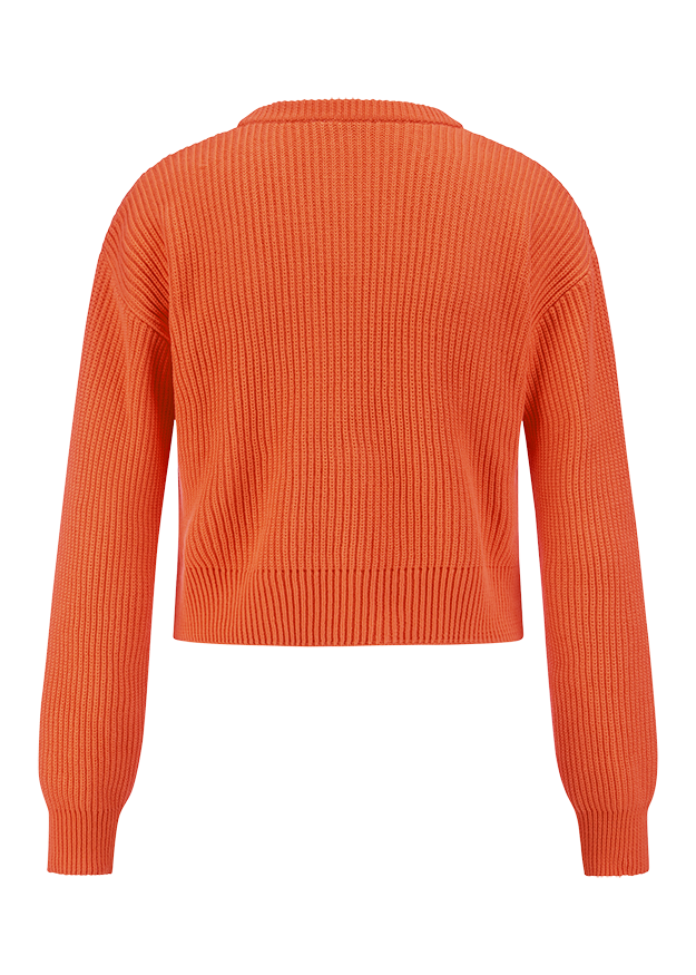 Strickpullover, Oranger, Rippenstrick, gerippter Pullover, Langarmshirt