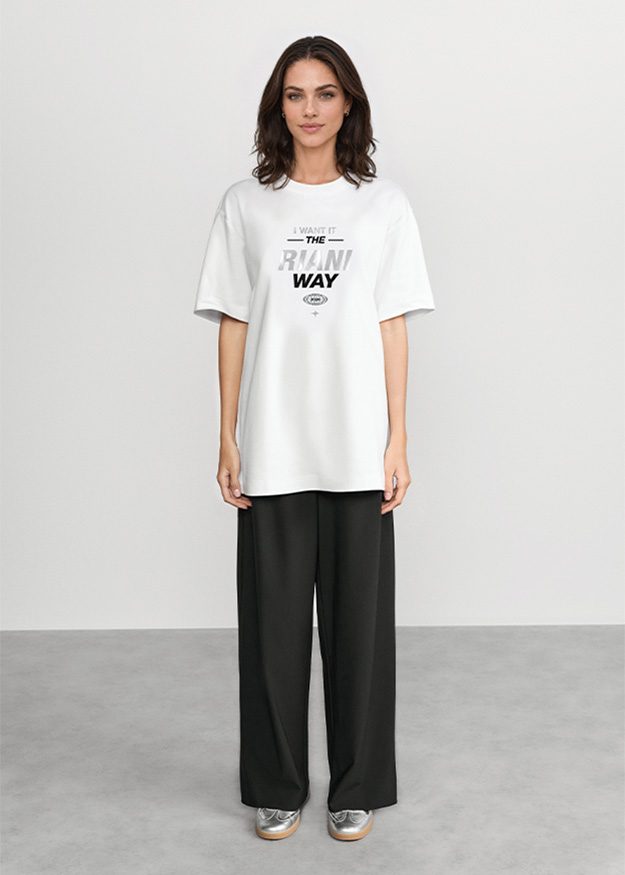 T-Shirt, Weiß, Grafik, Oversized, Kurzärmlig
