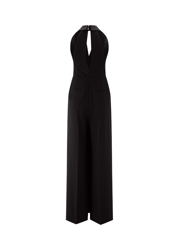 Overall, Halter-Ausschnitt, weite Beine, ärmellos, schwarz