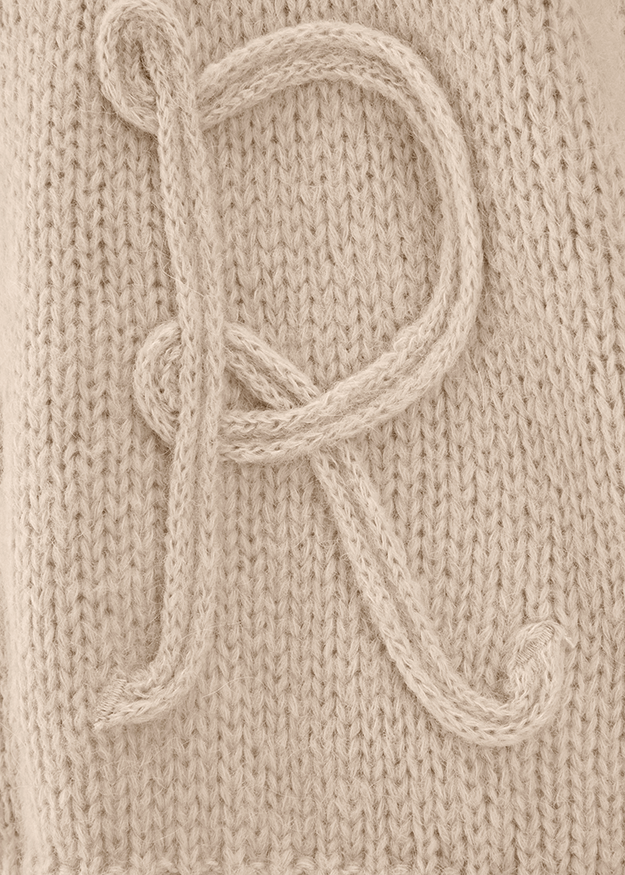 Knitwear, Kuschelknoten, Beige, Strickstoff, Bindeband