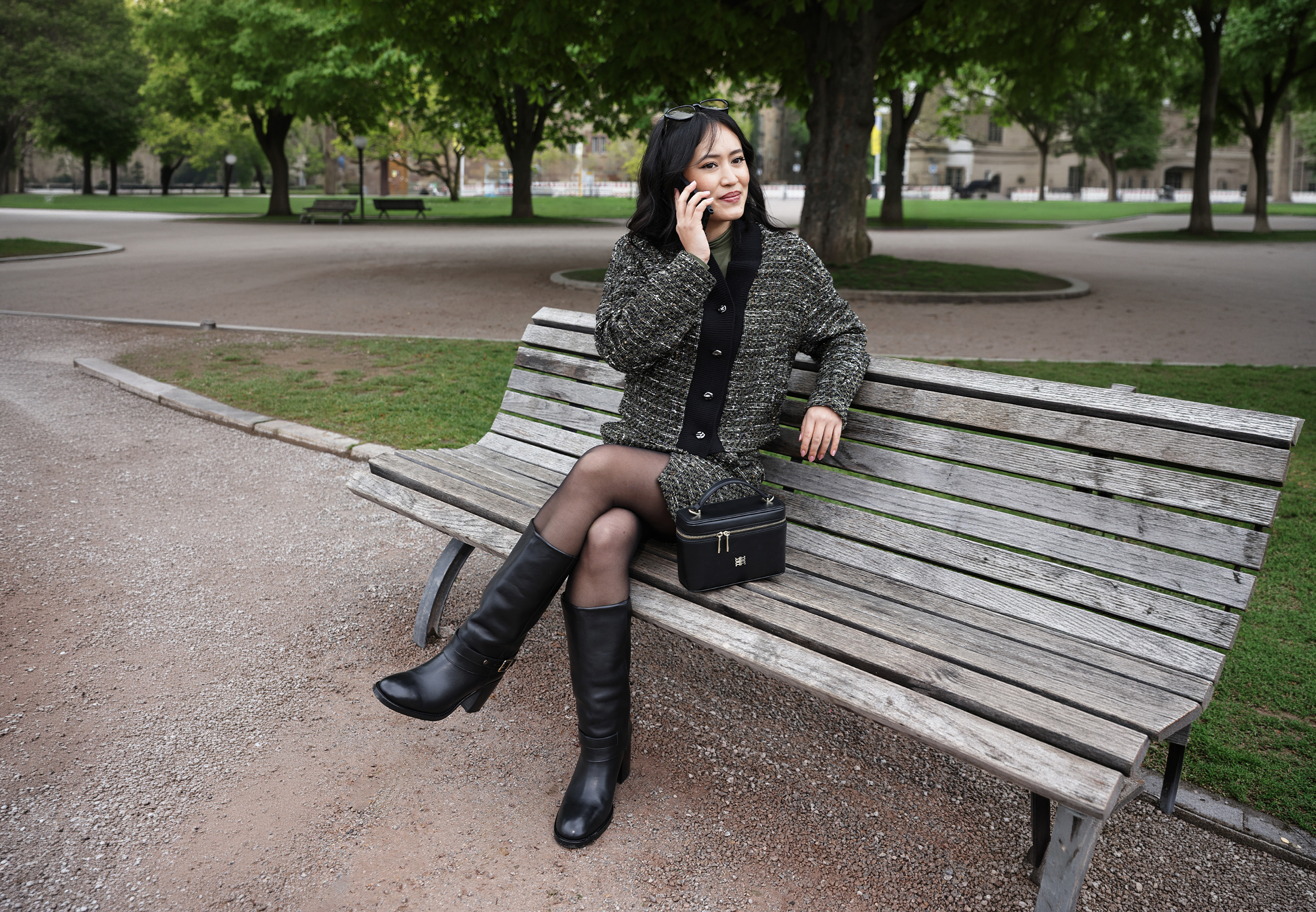 Parka, Kette, Tasche, Stiefel, Burberry