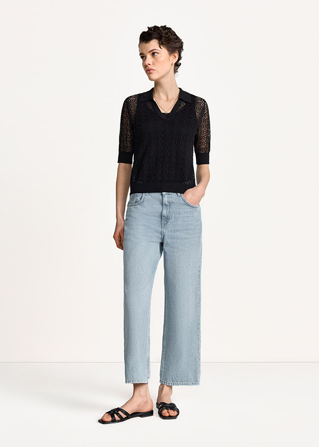 Bekleidung, Hosen, Bluse, Jeans, Sandale