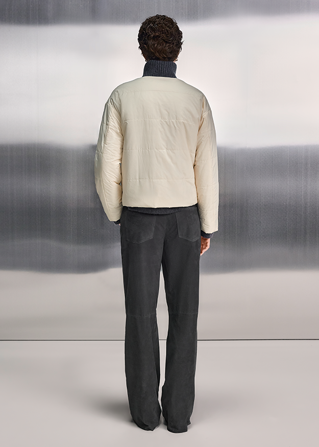 Damenveste, Daunenjacke, Beige Mantel, Stehkragen, Quiltung