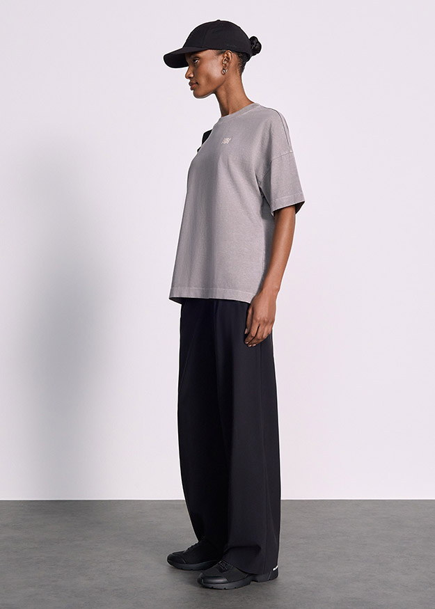 T-Shirt, Graue Farbe, Kurze Ärmel, Oversized, Cap