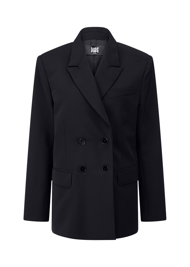 blazer, damen blazer, schwarz, zweireihig, reversnotch