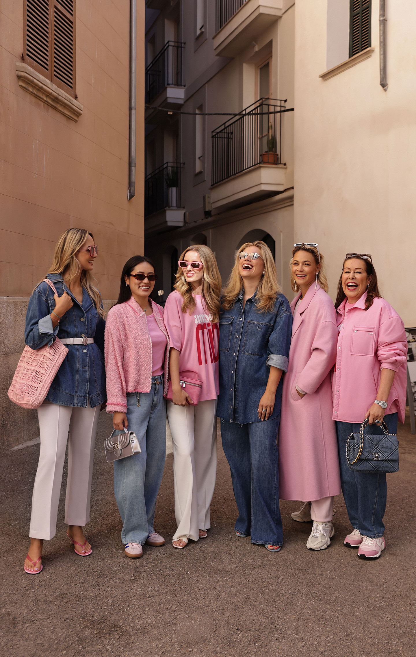 Hosen, Jeans, Gruppenschuss, Person, Mantel