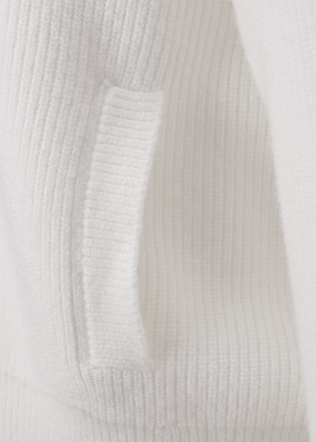 Cardigan, Gestrickt, Weiß, T pocket, Rippstruktur